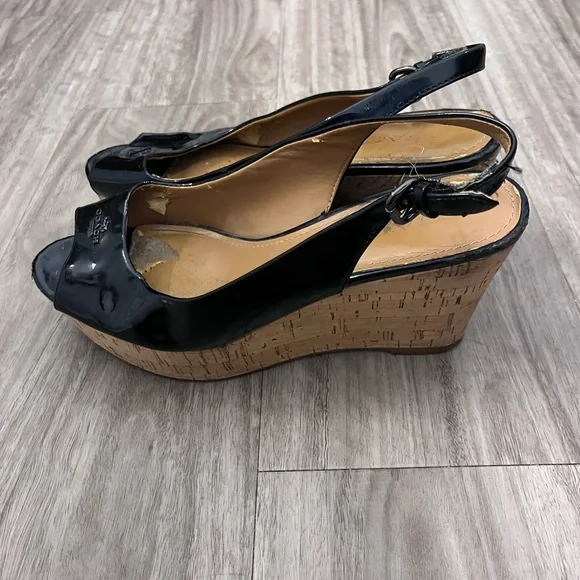 Coach Black Patent Leather Wedges - Picture 5 of 12